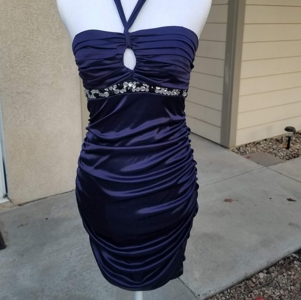 Satin Studded Mini Dress